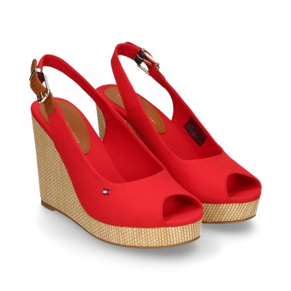 tommy hilfiger red wedge shoes