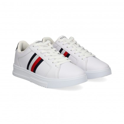 DEPORTIVO BANDA TRICOLOR PIEL BLANCO