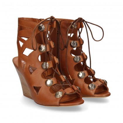 TACCO CON TACCO GLADIATORE CUCITURE IN PELLE