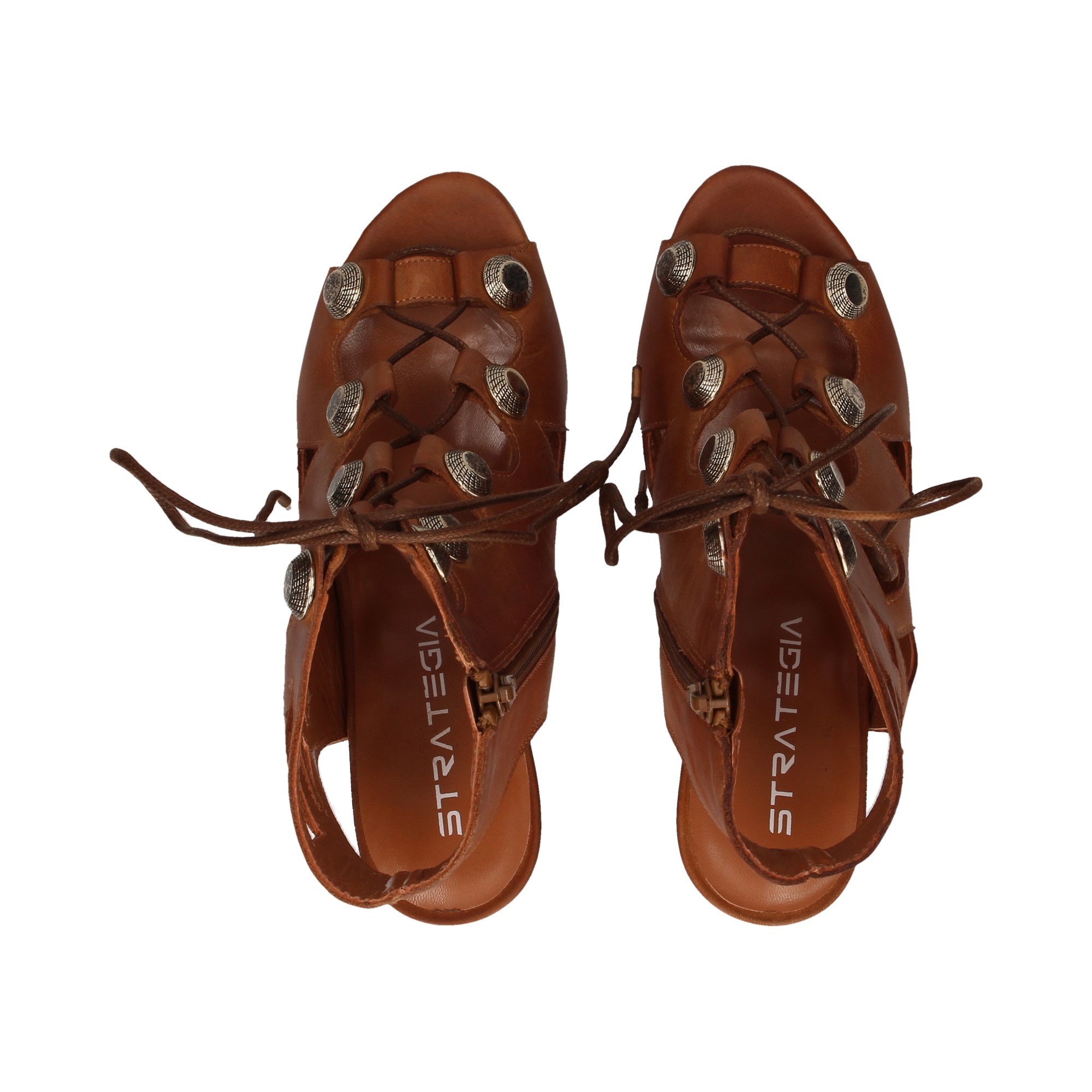 TACCO CON TACCO GLADIATORE CUCITURE IN PELLE