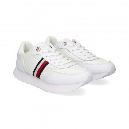 Tommy Hilfiger Deportivo Banda Tricolor Piel Blanco Ybs White
