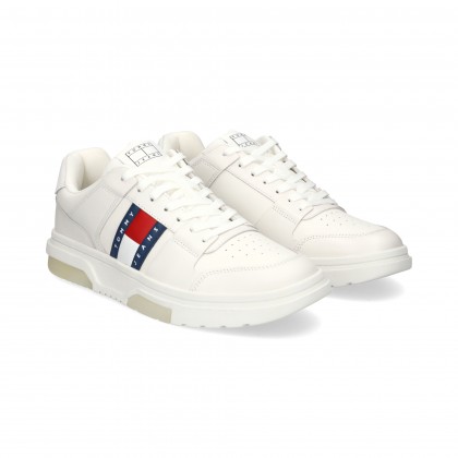 Tommy Hilfiger Deportivo Banda Corporativa Piel Blanco Ybl Ecru