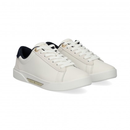 TALON AZUL DEPORTIVO PIEL BLANCO