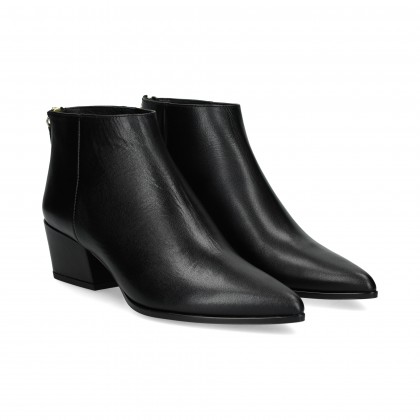 BOTIN CREMALLETA EN TALON PIEL NEGRO