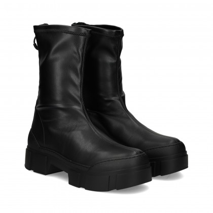 BOTIN CREMALLERA EN TALON PIEL NEGRO