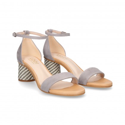 SANDAL GILDA HEEL BICOLOUR SUEDE SUEDE GREY 
