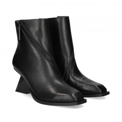 BOTIN CREMALLERA DIAGONAL PIEL NEGRO