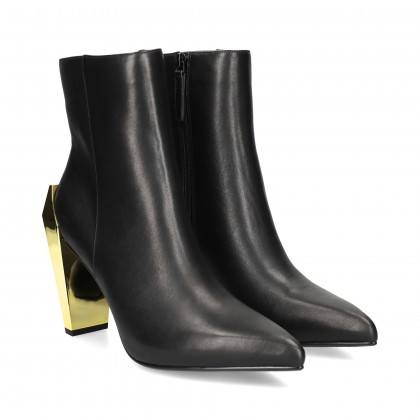 TACON ORO BOTIN PIEL NEGRO