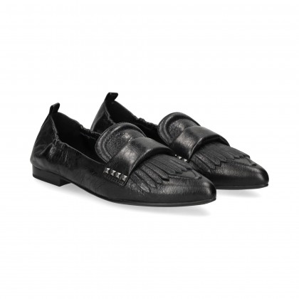 MOCASIN FLECOS PIEL NEGRO