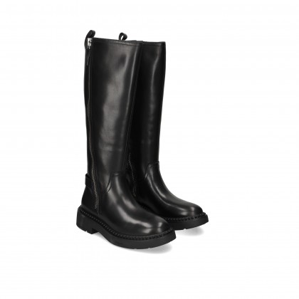 BOTA CREMALLERA DIAGONAL PIEL NEGRO