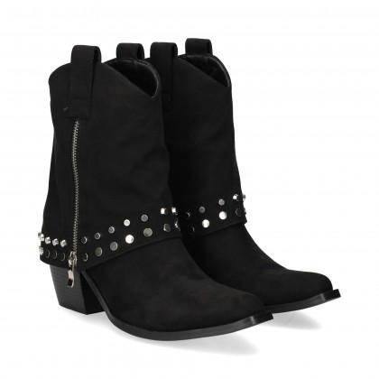 BOTIN CREMALLERA +TACHAS LICRA NEGRO