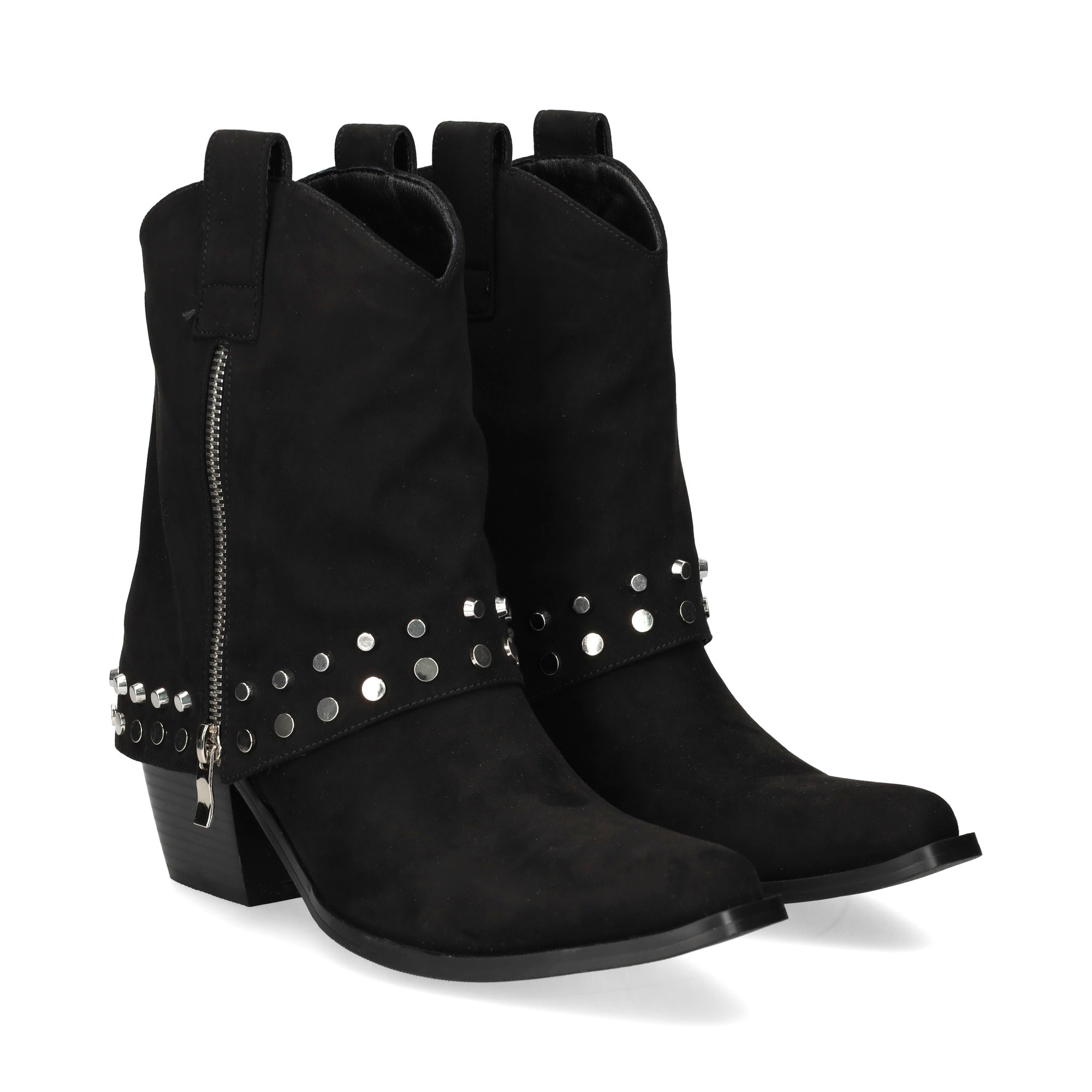 botin-cremallera-tachas-licra-negro