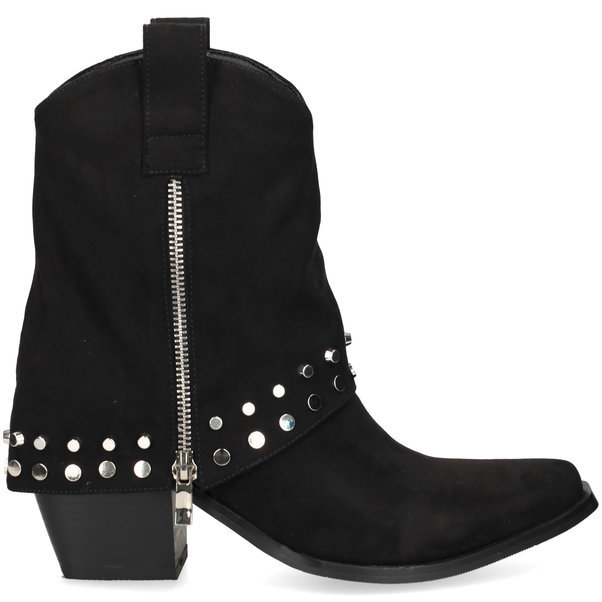 botin-cremallera-tachas-licra-negro