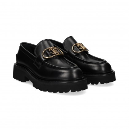 MOCASIN PLAT.ESLABON PIEL NEGRO