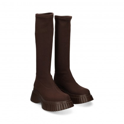 BOTA PLATAFORMA TEXTIL MARRON