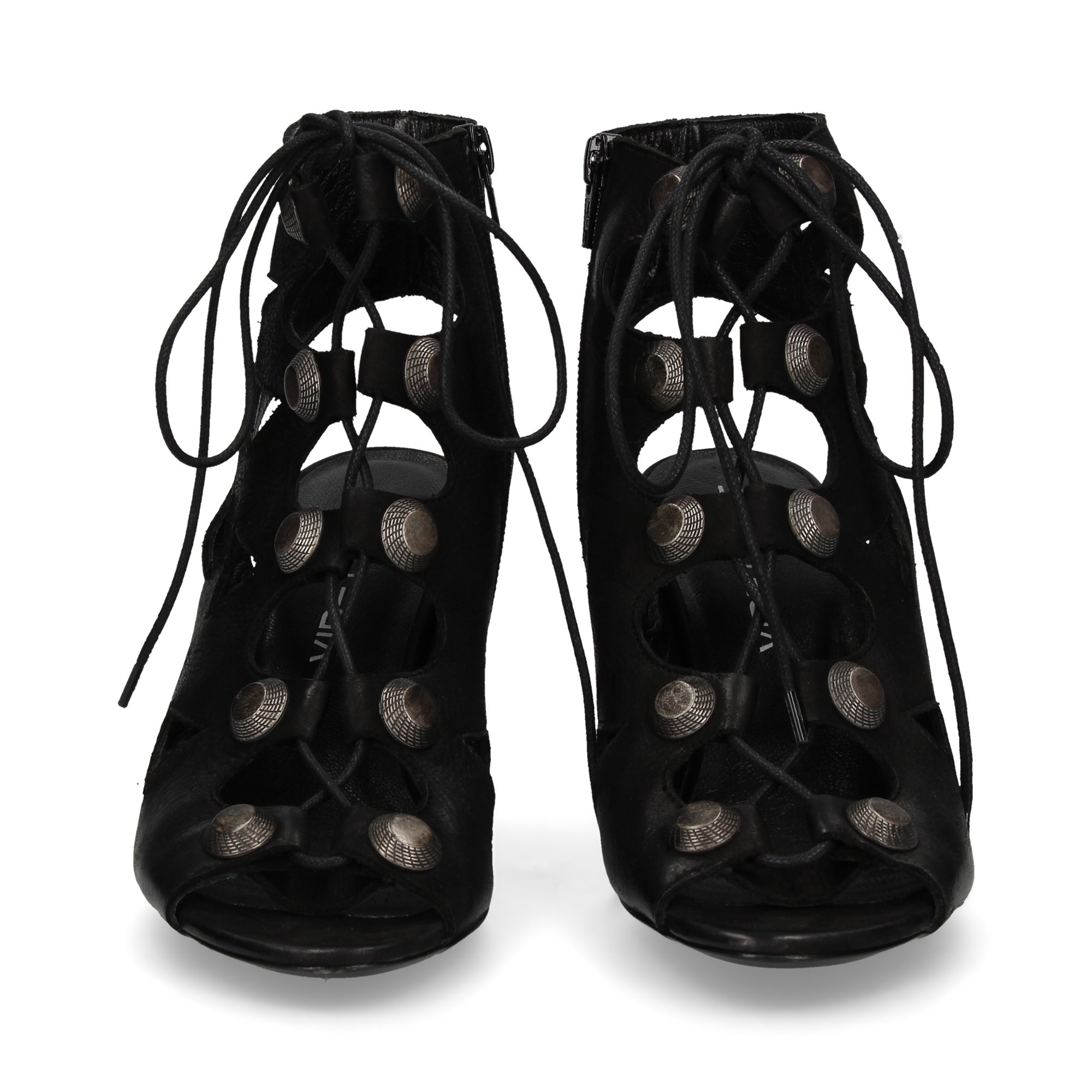 TACCO GLADIATORE CUCITURE IN PELLE NERA
