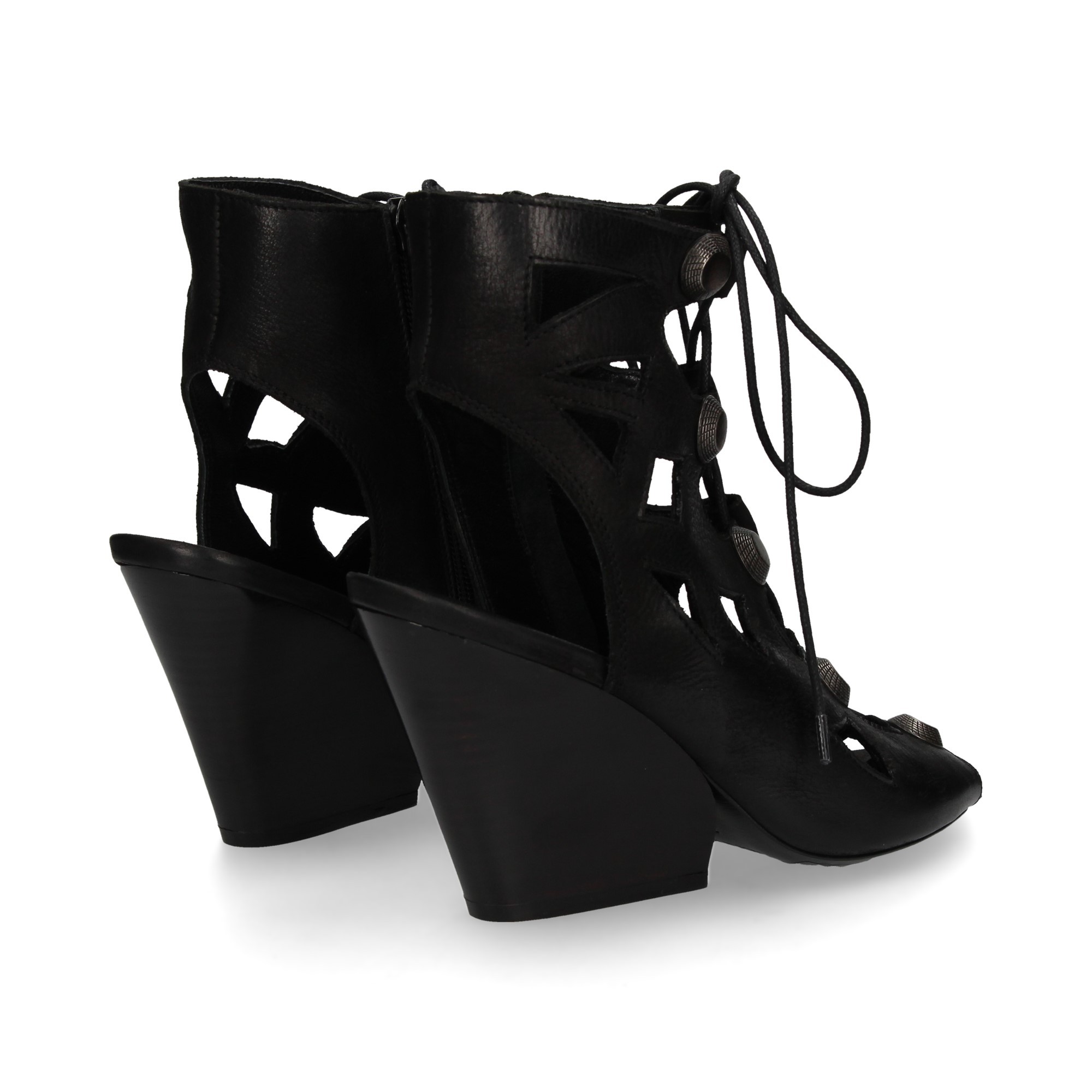 TACCO GLADIATORE CUCITURE IN PELLE NERA