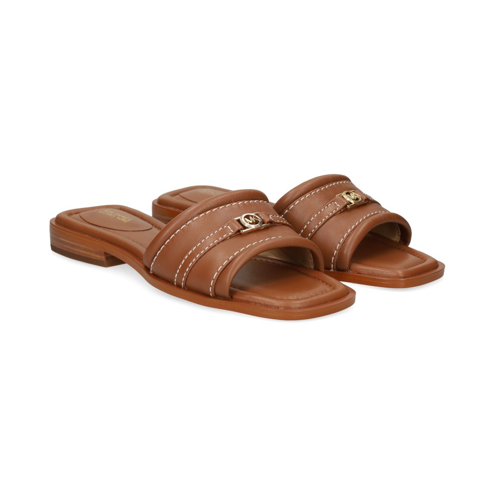 Michael Kors MANDY SLIDE SANDAL Sandalias Planas Mujer - Marrón Talla 7