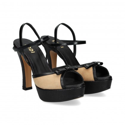 SANDALIA LAZO PLATAFORMA BEIGE+NEGRO