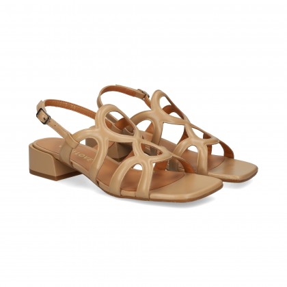 SANDALIA CIRCULOS ACOLCHADOS BEIGE