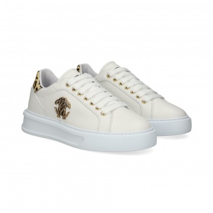 DEPORTIVO TALON LEOPARDO PIEL BLANCO