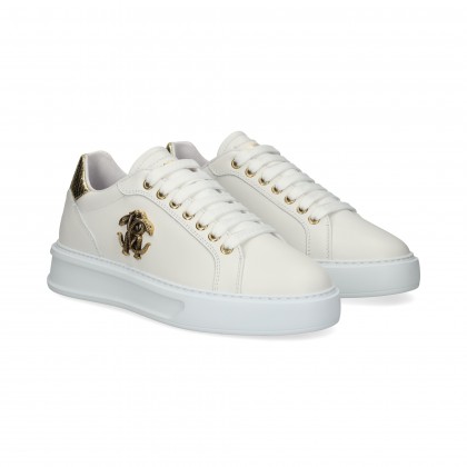 DEPORTIVO TALON REPTIL ORO PIEL BLANCO