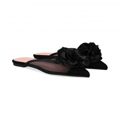 MULE TRANSPARENTE FLOR NEGRO