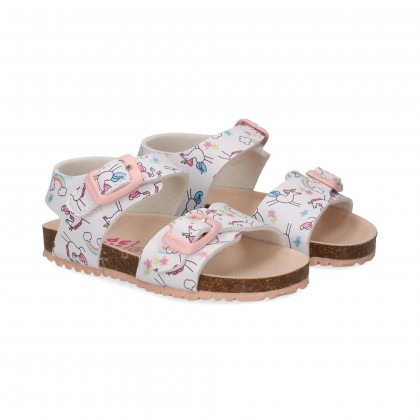 SANDALIA PRINT 2 HEBILLAS MULTI BLANCO