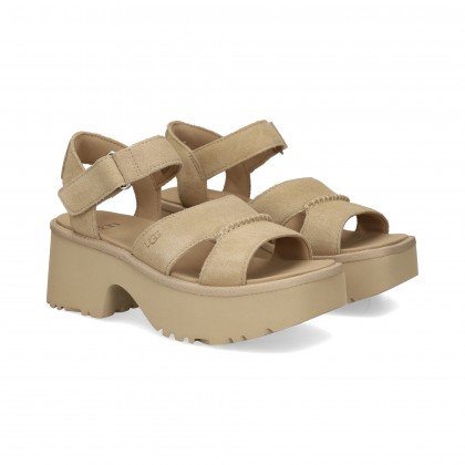 SANDALIA PLATAFORMA VELCRO ANTE BEIGE