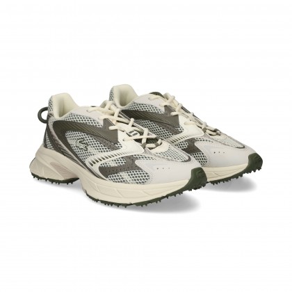 DEPORTIVO PIEL+MALLA KAKI+BLANCO
