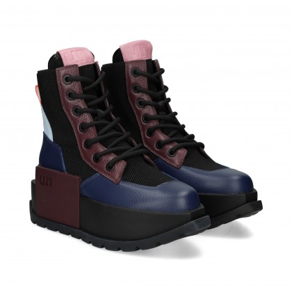 BOTIN PIEL+MALLA MULTI AZUL
