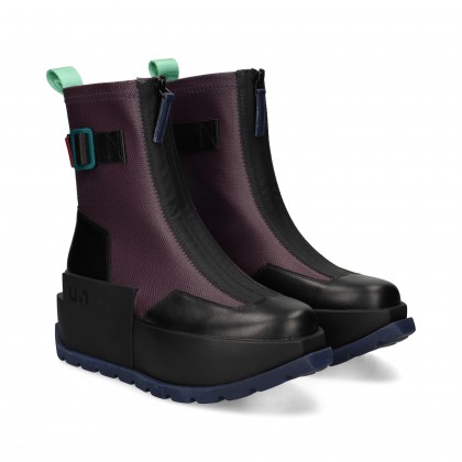 BOTIN CREMALLERA MALLA+PIEL VIOLETA FIG