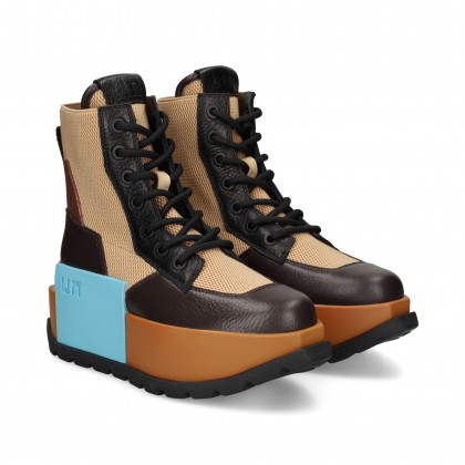 BOTIN PIEL+MALLA MULTI MARRON COFFEE MIX