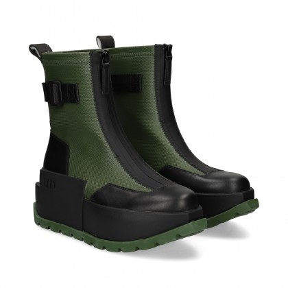 BOTIN CREMALLERA MALLA+PIEL VERDE
