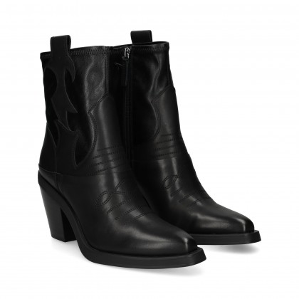 BOTIN COWBOY PIEL GRABADA NEGRO