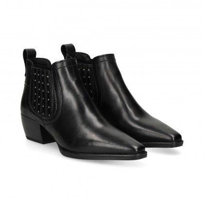 BOTIN TACHAS EN ELASTICO PIEL NEGRO