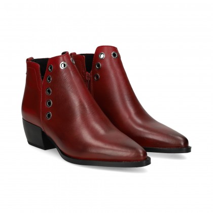 BOTIN ARANDELAS PIEL BURDEOS