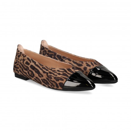 PUNTA CHAROL BAILARINA ANTE LEOPARDO FANGO/BLK