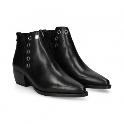 BOTIN ARANDELAS PIEL NEGRO