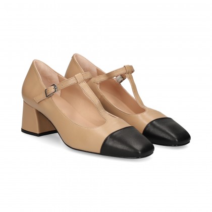 PUNTA NEGRO SALON BEBE PIEL BEIGE OAT/BLK