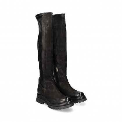 BOTA ALTA PIEL NEGRO