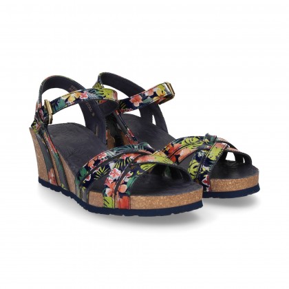 TIRAS CRUZADAS CHAROL FLORAL AZUL