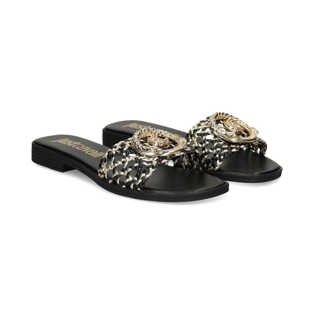 just cavalli sandalias planas mujer - negro talla 39