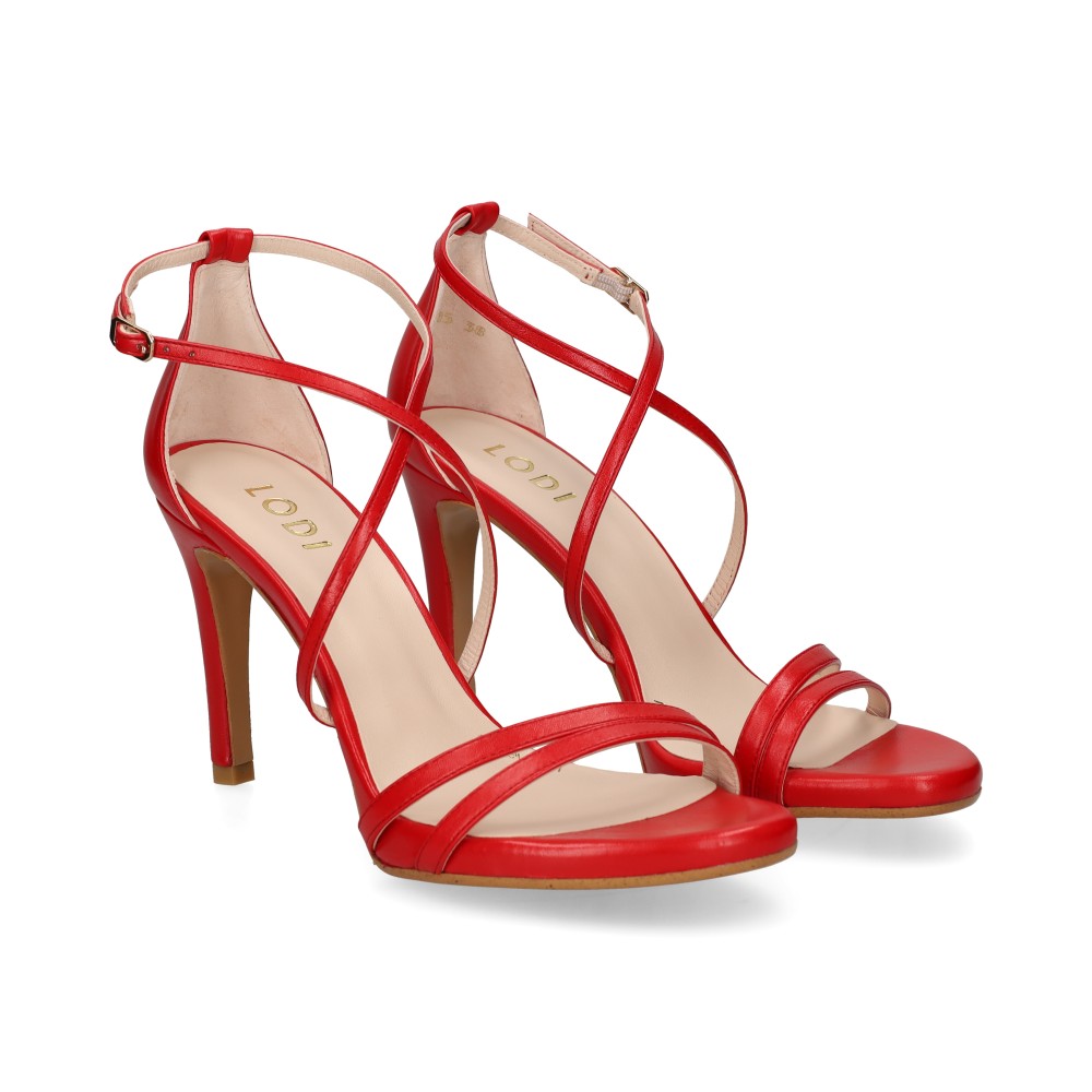 lodi sandalias con tacon mujer - rojo talla 37