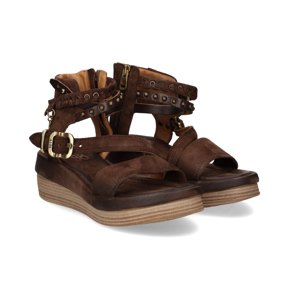 A.s.98 Sandalias Con Plataforma Mujer - Marrón Talla 40