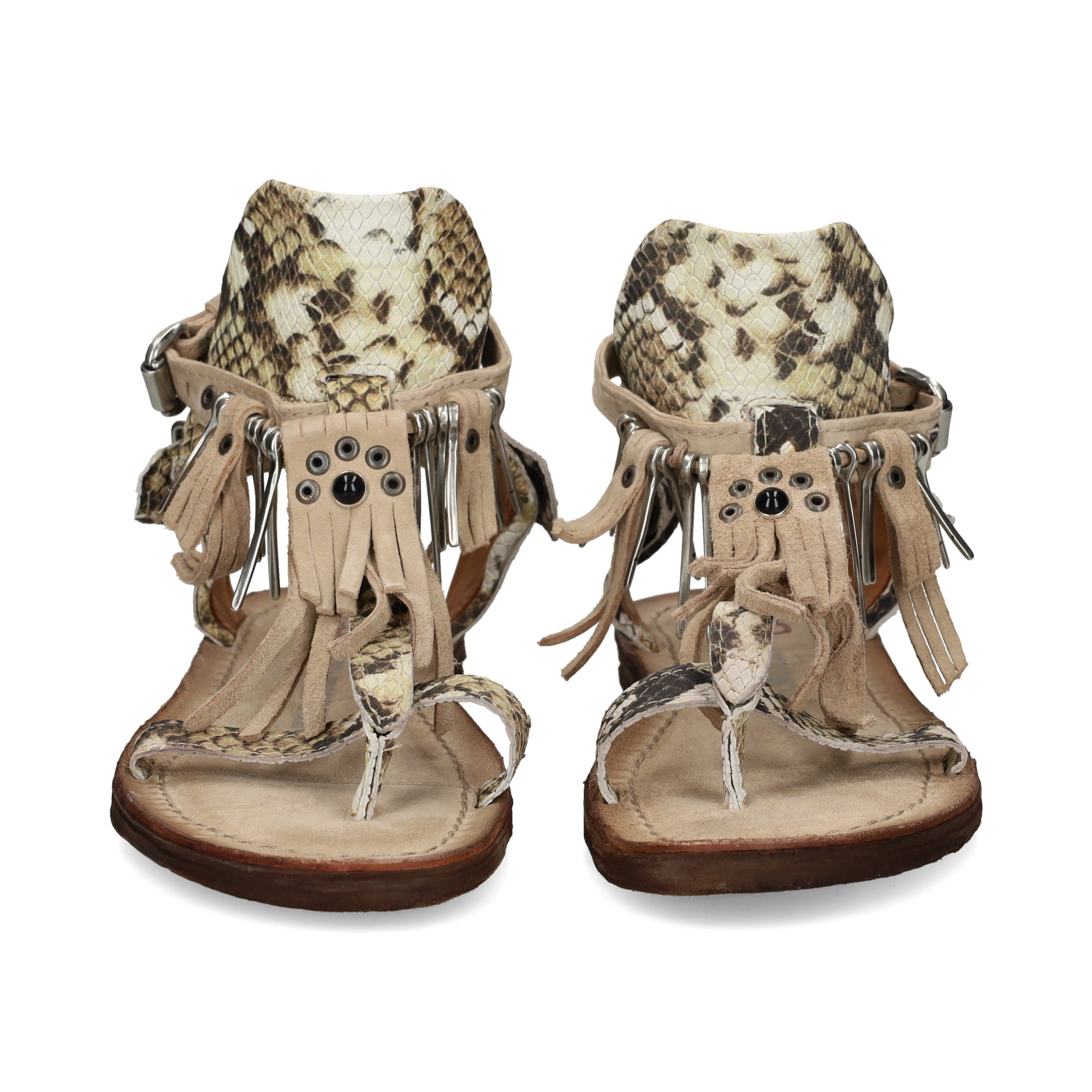 esclava-flecos-piel-metal-reptil-beige