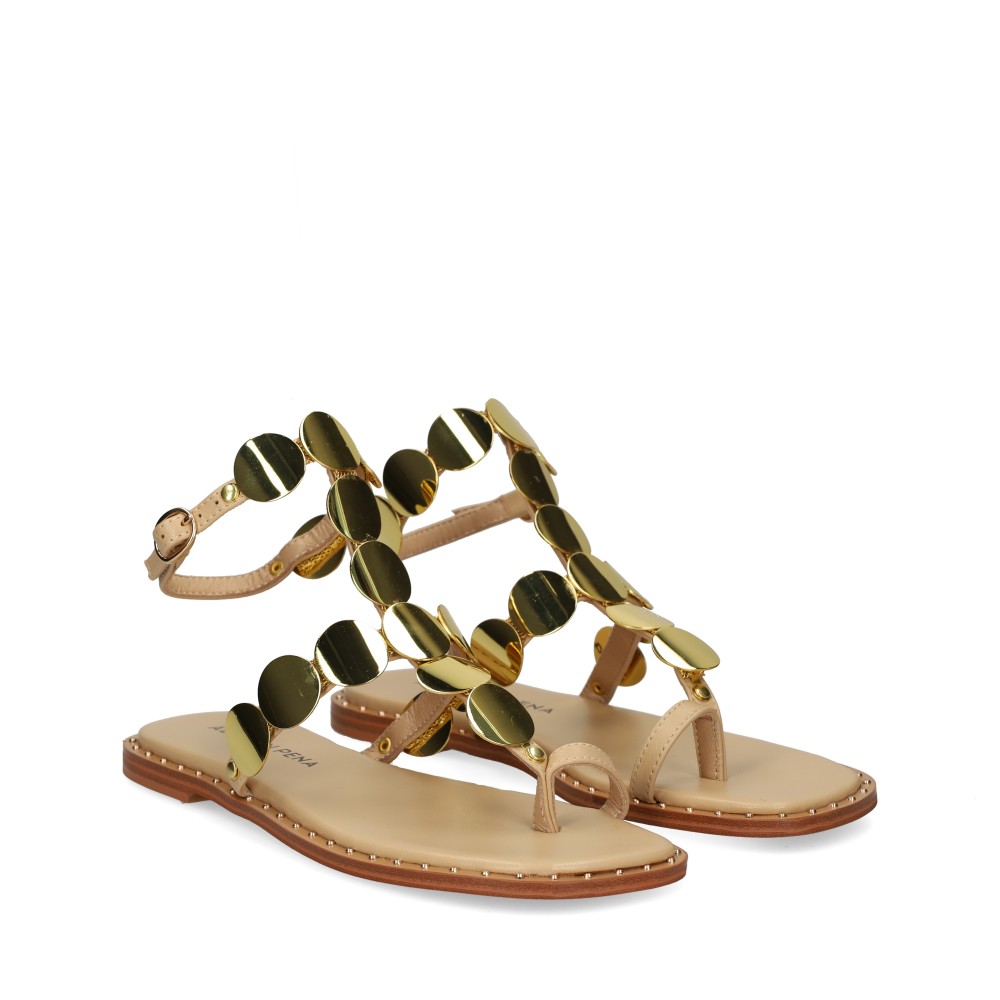 Alma En Pena Sandalias Planas Mujer - Beige Talla 40