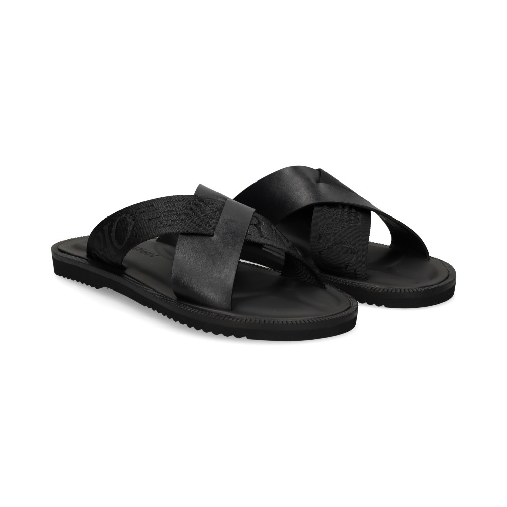 Emporio Armani Hombre Negro Sandalias - Talla 9