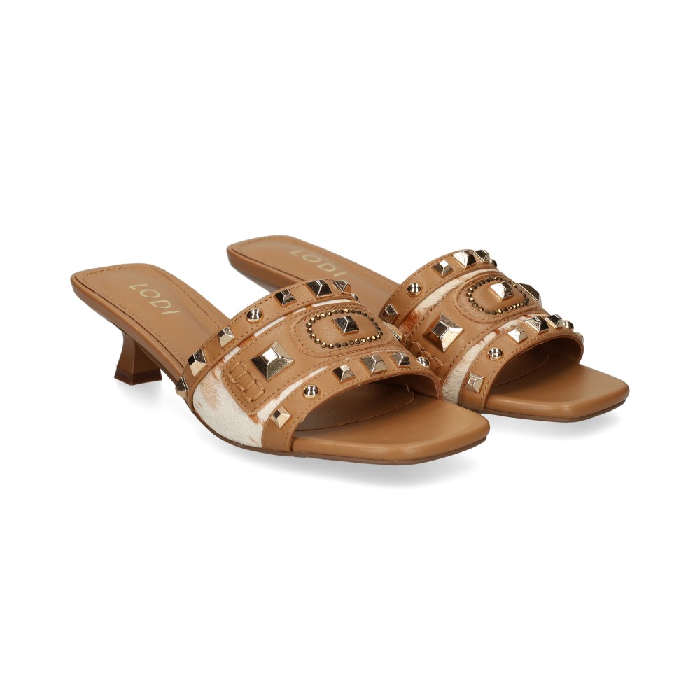 lodi sandalias con tacon mujer - beige talla 41