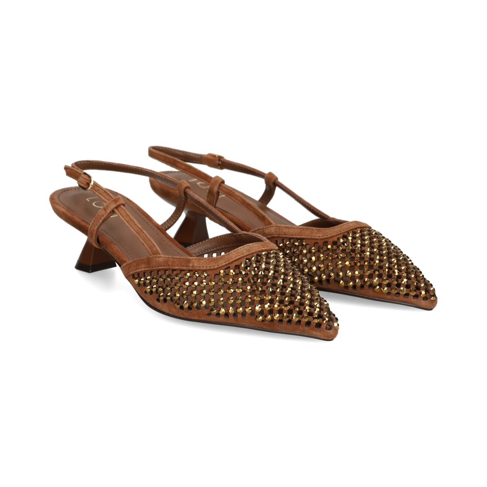lodi zapatos de tacon medio mujer - marron talla 37